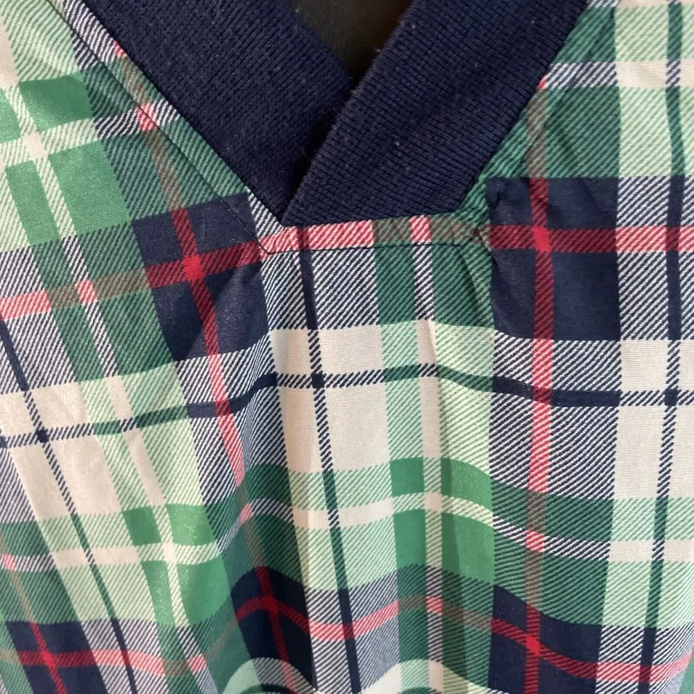 Vintage IZOD Green Blue Plaid Men's Pullover Windbreaker Jacket Size XL‎